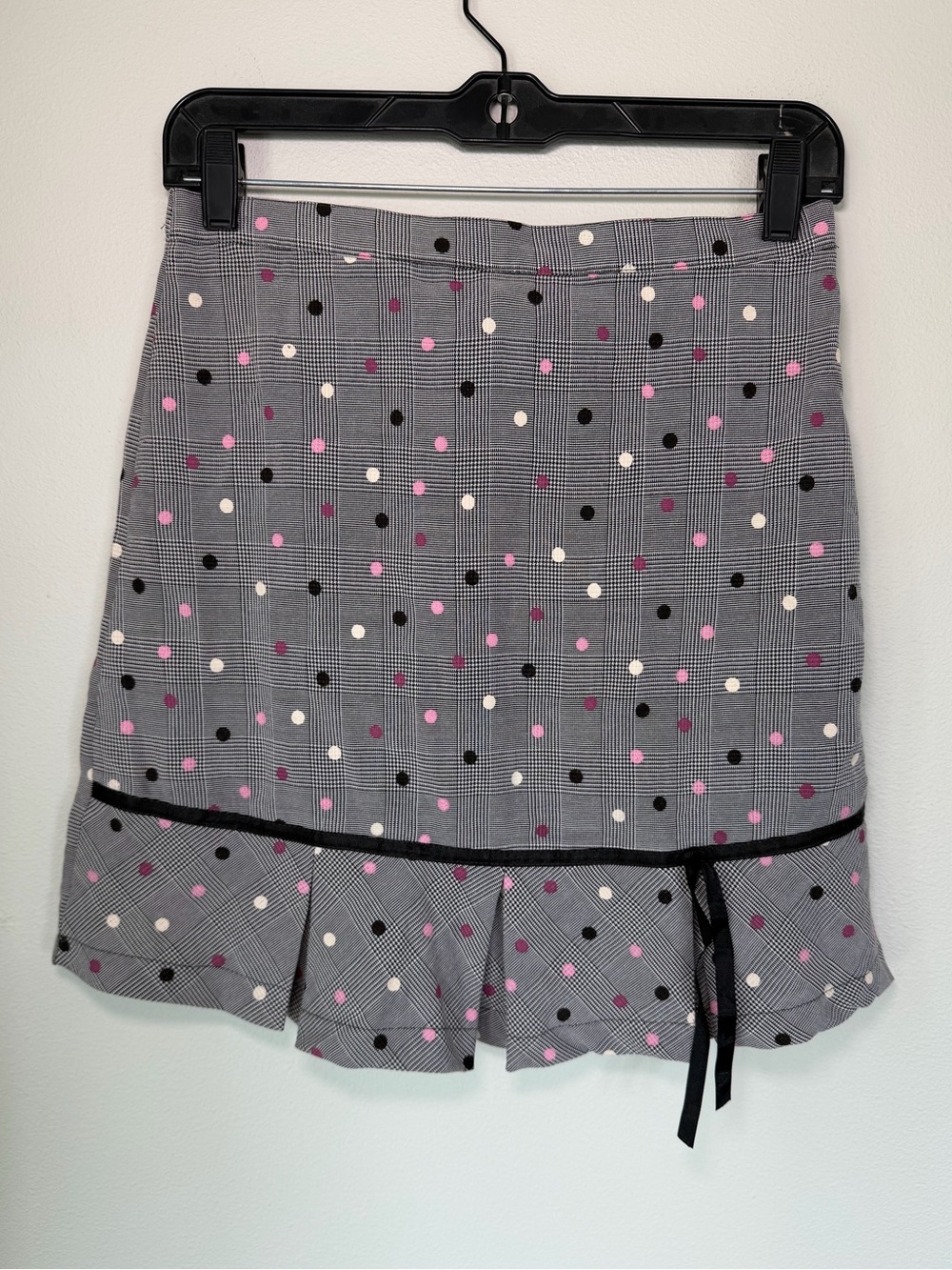Vintage Polka Dot Plaid Ribbon Disorderly Kids Mini Skirt Office Siren Y2K